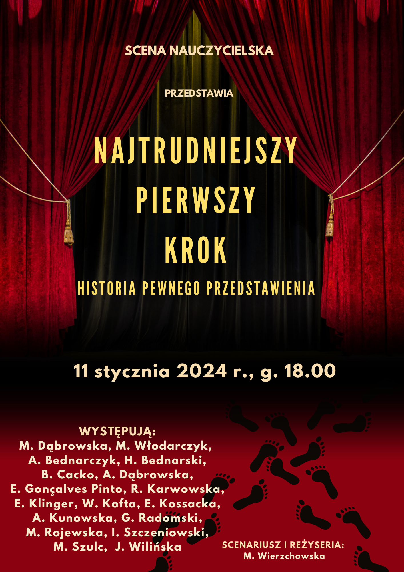 Plakat Sceny nauczycielskiej z nazwiskami uczestników